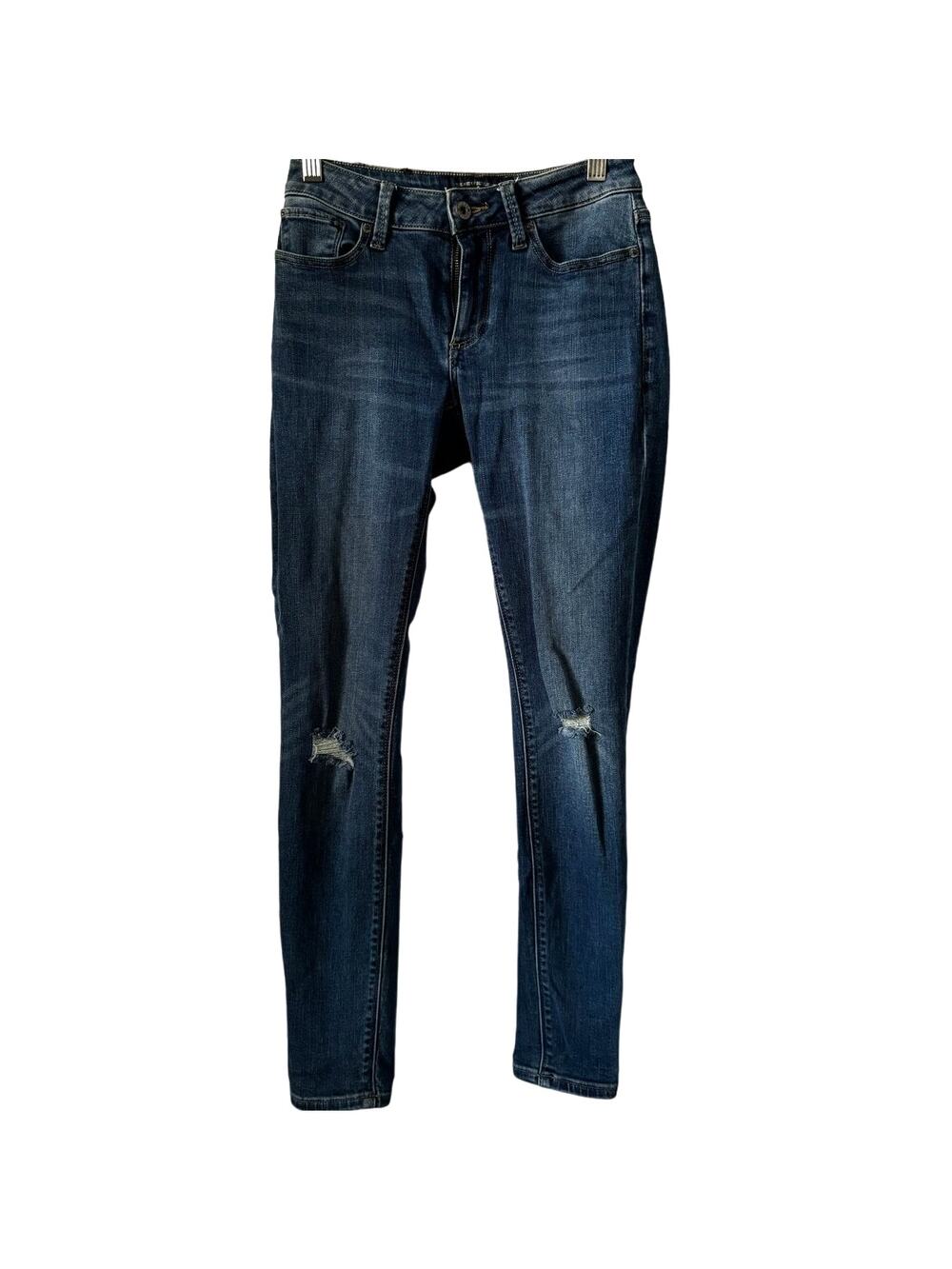 Lucky Brand Women 2 Sasha Super Skinny Ankle Jean Blue Mid Rise Distressed Denim
